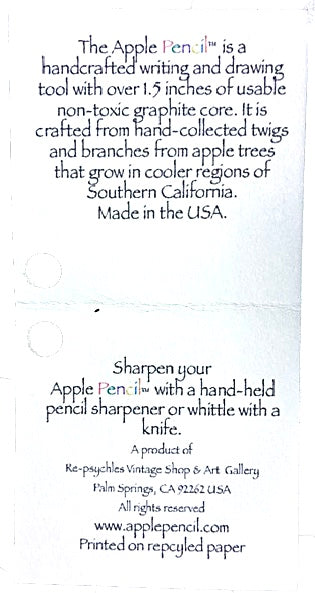 Handmade Apple Wood Twig Pencil, 5-inch No. 2 Graphite | Apple Pencil