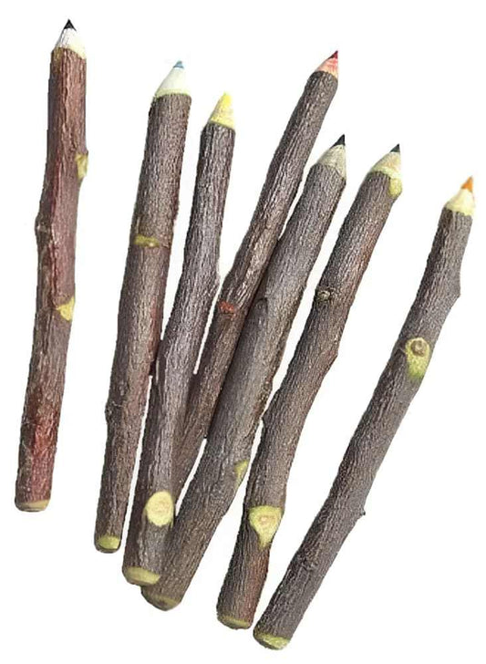 Handmade Colored Apple Wood Twig Pencils 7-Pack | Apple Pencil